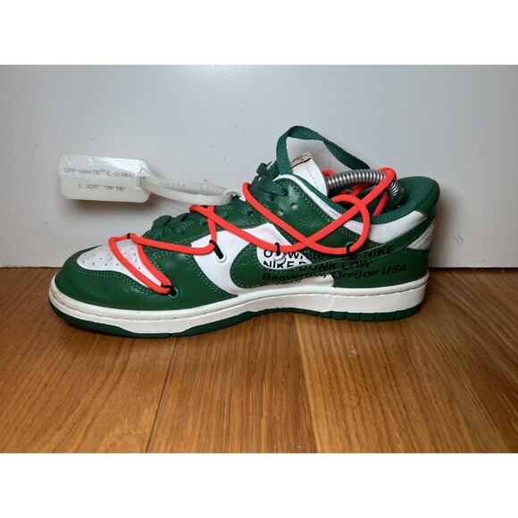 Nike Off-White Dunk Low Shoes Mens Size 7 Pine Green White Sneakers CT0856-100 main image 11
